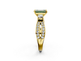 Yellow gold Three-Stone Fancy Green Emerald  Cut Diamond Twist Band with Prong Setting_53