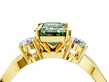 Yellow gold Three-Stone Fancy Green Emerald  Cut Diamond Twist Band with Prong Setting_55