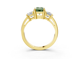 Yellow gold Three-Stone Fancy Green Emerald  Cut Solitaire Ring with Prong Setting_6