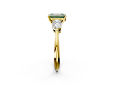 Yellow gold Three-Stone Fancy Green Emerald  Diamond Ring with Pear Side Stones in Four-Prong Setting_44