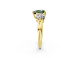 Yellow gold Three-Stone Fancy Green Heart  Brilliant Cut Solitaire Ring with Prong Setting on a Classic Band 2