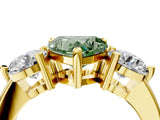 Yellow gold Three-Stone Fancy Green Heart  Brilliant Cut Solitaire Ring with Prong Setting on a Classic Band 4