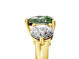 Yellow gold Three-Stone Fancy Green Heart  Brilliant Cut Solitaire Ring with Prong Setting on a Classic Band 5