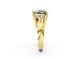 Yellow gold Three Stone Fancy Green Heart Cut Cut Channel Set Diamond Ring_2