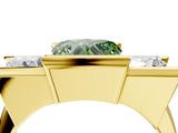 Yellow gold Three Stone Fancy Green Heart Cut Cut Channel Set Diamond Ring_4