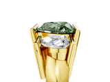 Yellow gold Three Stone Fancy Green Heart Cut Cut Channel Set Diamond Ring_5