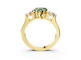 Yellow gold Three-Stone Fancy Green Heart Cut Cut Classic Band Prong Setting Ring_3
