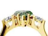 Yellow gold Three-Stone Fancy Green Heart Cut Cut Classic Band Prong Setting Ring_4