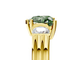 Yellow gold Three-Stone Fancy Green Heart Cut Cut Classic Band Prong Setting Ring_5