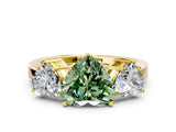Yellow gold Three-Stone Fancy Green Heart Cut Cut Diamond Engagement Ring with Flat Band and Four-Prong Setting_12