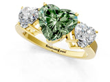 Yellow gold Three-Stone Fancy Green Heart Cut Cut Diamond Engagement Ring with Flat Band and Four-Prong Setting_13