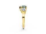 Yellow gold Three-Stone Fancy Green Heart Cut Cut Diamond Engagement Ring with Flat Band and Four-Prong Setting_14