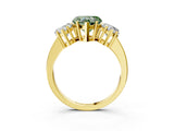 Yellow gold Three-Stone Fancy Green Heart Cut Cut Diamond Engagement Ring with Flat Band and Four-Prong Setting_15