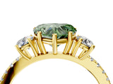 Yellow gold Three-Stone Fancy Green Heart Cut Cut Diamond Pavé Band with Prong Setting_19