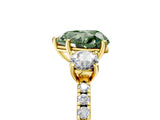 Yellow gold Three-Stone Fancy Green Heart Cut Cut Diamond Pavé Band with Prong Setting_20