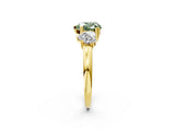 Yellow gold Three-Stone Fancy Green Heart Cut Cut Diamond Ring with Channel Set Band and Four-Prong Setting_2
