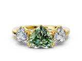 Yellow gold Three-Stone Fancy Green Heart Cut Cut Diamond Ring with Channel Set Band and Four-Prong Setting_24