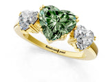 Yellow gold Three-Stone Fancy Green Heart Cut Cut Diamond Ring with Channel Set Band and Four-Prong Setting_25