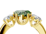 Yellow gold Three-Stone Fancy Green Heart Cut Cut Diamond Ring with Channel Set Band and Four-Prong Setting_28