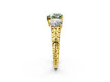 Yellow gold Three-Stone Fancy Green Heart Cut Cut Diamond Ring with Channel-Set Band and Prong Setting_2