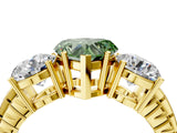 Yellow gold Three-Stone Fancy Green Heart Cut Cut Diamond Ring with Channel-Set Band and Prong Setting_4