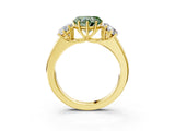 Yellow gold Three-Stone Fancy Green Heart Cut Cut Diamond Ring with Prong Setting and Classic Band_3