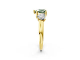 Yellow gold Three-Stone Fancy Green Heart Cut Cut Solitaire Ring with Classic Prong Setting_2