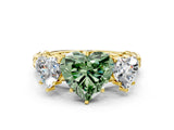 Yellow gold Three-Stone Fancy Green Heart Cut Diamond Braided Band Ring with Four-Prong Setting_40