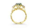 Yellow gold Three-Stone Fancy Green Heart Cut Diamond Braided Band Ring with Four-Prong Setting_43
