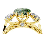 Yellow gold Three-Stone Fancy Green Heart Cut Diamond Braided Band Ring with Four-Prong Setting_44