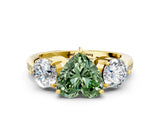 Yellow gold Three-Stone Fancy Green Heart Cut Diamond Channel Set Engagement Ring with Prong Setting_12