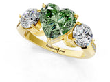 Yellow gold Three-Stone Fancy Green Heart Cut Diamond Channel Set Engagement Ring with Prong Setting_13