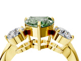 Yellow gold Three-Stone Fancy Green Heart Cut Diamond Channel Set Engagement Ring with Prong Setting_16