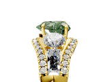 Yellow gold Three-Stone Fancy Green Heart Cut Diamond Engagement Ring with Pave Band and Prong Setting_5