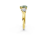 Yellow gold Three-Stone Fancy Green Heart Cut Diamond Engagement Ring with Prong Setting_5