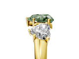 Yellow gold Three-Stone Fancy Green Heart Cut Diamond Engagement Ring with Prong Setting_8