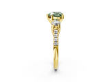 Yellow gold Three-Stone Fancy Green Heart  Cut Diamond Pavé Band with Four-Prong Setting_2