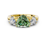 Yellow gold Three-Stone Fancy Green Heart  Cut Diamond Ring with Channel-Set Band and Four-Prong Setting_17