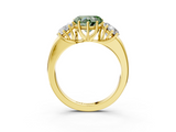 Yellow gold Three-Stone Fancy Green Heart  Cut Diamond Ring with Channel-Set Band and Four-Prong Setting_20