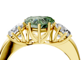 Yellow gold Three-Stone Fancy Green Heart  Cut Diamond Ring with Channel-Set Band and Four-Prong Setting_21