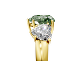 Yellow gold Three-Stone Fancy Green Heart  Cut Diamond Ring with Channel-Set Band and Four-Prong Setting_22