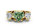 Yellow gold Three-Stone Fancy Green Heart  Cut Diamond Ring with Channel-Set Band and Four-Prong Setting_39