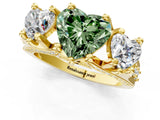 Yellow gold Three-Stone Fancy Green Heart  Cut Diamond Ring with Channel-Set Band and Four-Prong Setting_40