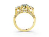 Yellow gold Three-Stone Fancy Green Heart  Cut Diamond Ring with Channel-Set Band and Four-Prong Setting_42