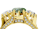 Yellow gold Three-Stone Fancy Green Heart  Cut Diamond Ring with Channel-Set Band and Four-Prong Setting_43