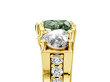 Yellow gold Three-Stone Fancy Green Heart  Cut Diamond Ring with Channel-Set Band and Four-Prong Setting_44