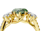 Yellow gold Three-Stone Fancy Green Heart Cut Diamond Ring with Pavé Band and Prong Setting_50