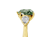 Yellow gold Three-Stone Fancy Green Heart Cut Diamond Ring with Pear  Side Stones in Four-Prong Setting_41
