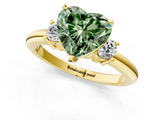 Yellow gold Three-Stone Fancy Green Heart  Cut Diamond Solitaire with Prong Setting and Classic Band_1