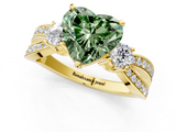 Yellow gold Three-Stone Fancy Green Heart  Cut Diamond Twist Band with Prong Setting_1